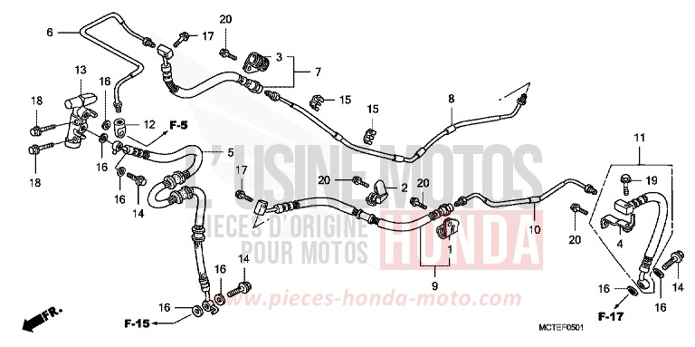 REAR BRAKE PIPE (FJS400D/FJS600D) for Silver Wing PEARL CYBER BLACK (NHA42) from 2006